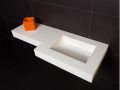Washstand, 50 x 190 cm, suspended or recessed, in mineral resin - STIL 60