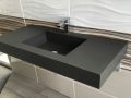 Washstand, 50 x 190 cm, suspended or recessed, in mineral resin - STIL 60