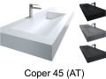 Washstand, 50 x 150 cm, suspended or recessed, in mineral resin - COPER 45