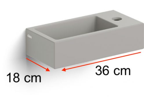 Washbasin, 18 x 36 cm, matt grey, tap on the right - FLUSH 3 RIGHT