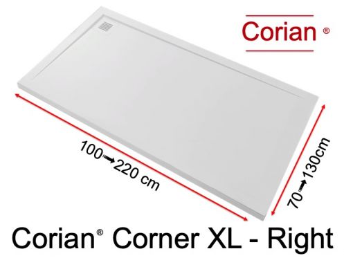 Shower tray, right angle drainage - CORIAN  CORNER RIGHT