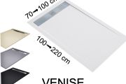Shower tray, drain, in mineral resin - VENISE INOX 105